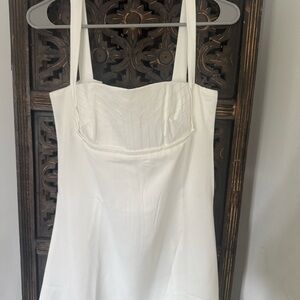 White Square-Neck Mini Dress with Wide Straps